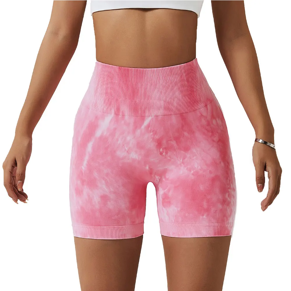 Tie Dye Yoga Shorts For Women Fitness Gym Shorts Seamless Summer Pants High Waist Leggings Sportswear Scrunch Butt Sport Short