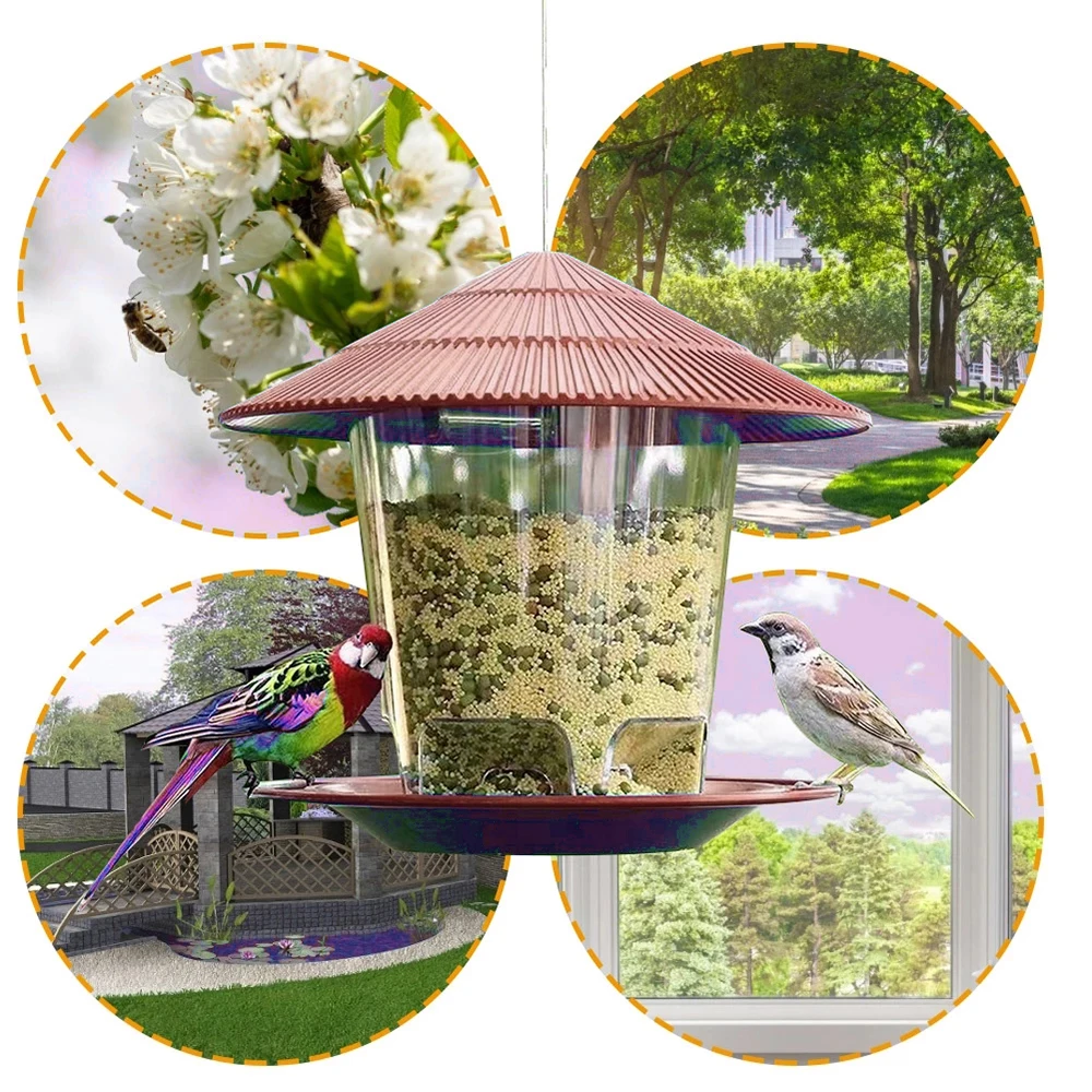 Bird Feeder Hanging Feeding tool Peanut Nut Feeding Station Dispenser Holder Container Waterproof for Outdoor Garden/Patio