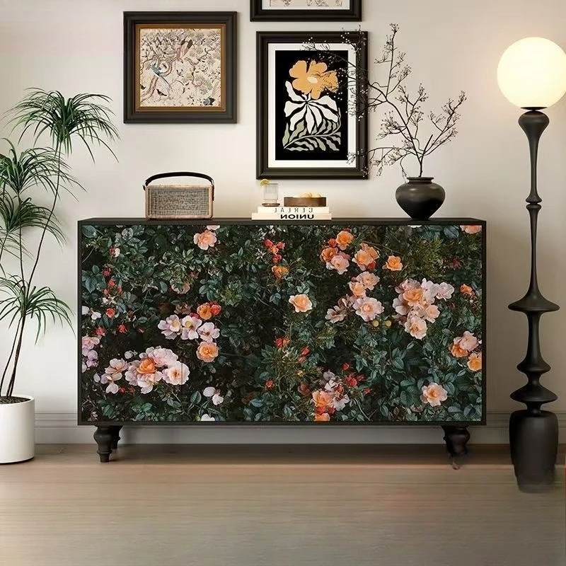 art dining side  living room bedroom solid wood locker hotel storage  shoe  oil painting