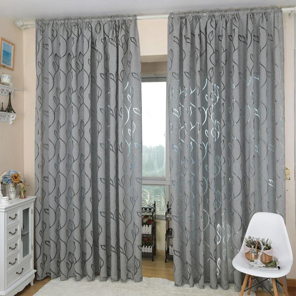 Semi-Blackout Curtains Gray Polyester Fiber Window Screen Modern Living Room Treatment Window curtains for living room 창문 커튼