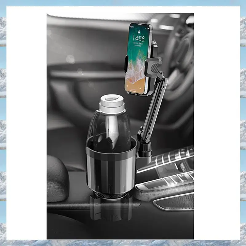 

L81A 2025-Car Cup Holder With Phone Mount, 2 In 1 Adjustable Cup Holder Expander With 360° Rotation Cellphone Holder