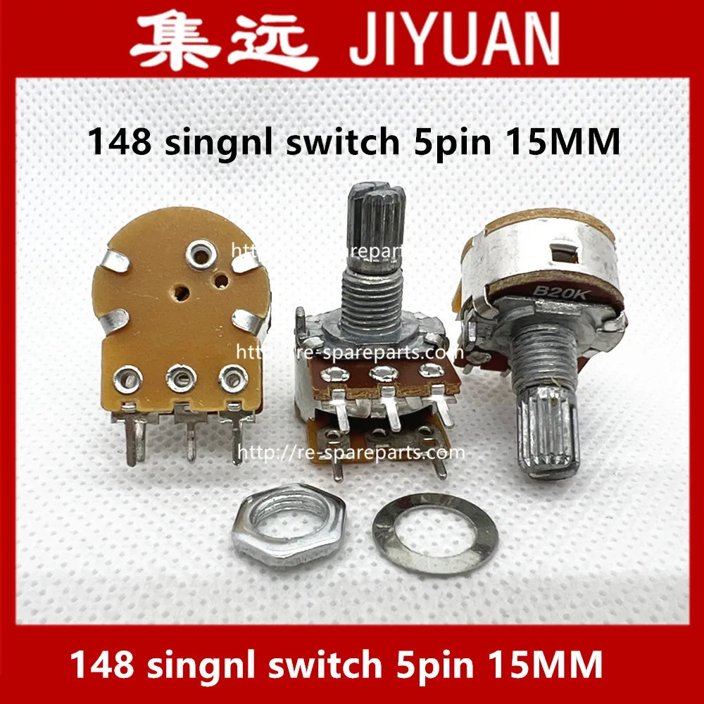 Adjustable resistance potentiometer148 singnl switch B100R B500R B1M B1K B5K B2K B10K B20K B50K B100K B500K B200K 5pin 15MM-50P