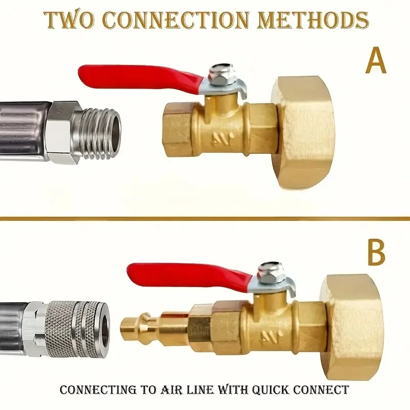 1/4“ DN8 External Thread Brass Quick Connector With Ball Valve Winter Garden Pipe Sprinkler Antifreeze Blow Out Water Adapter