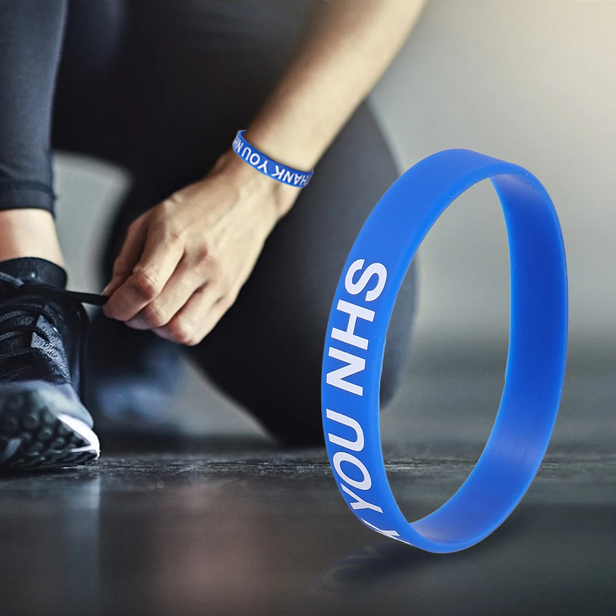 

2Pcs Thank You Wristbands Flexible Silicone Soft Touch Skin Friendly Vibrant Colors Modern Look Everyday Wear Essential