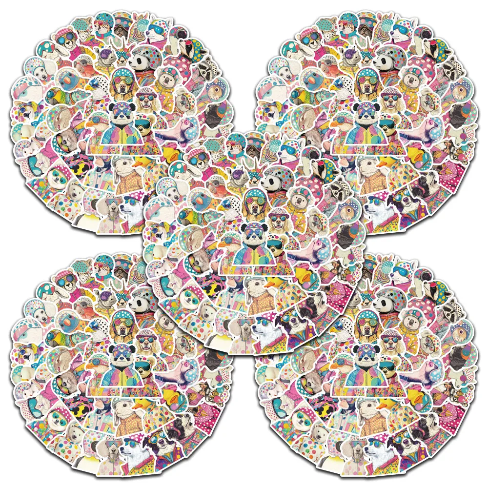 

5 sets Funny Cute Cartoon Pop Art Animals Aesthetic Stickers For Luggage Notebook Laptop Guitar Phone Waterproof Vinyl Decals