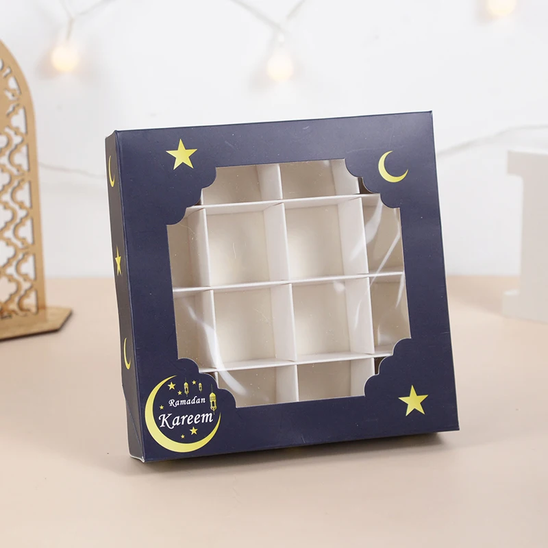 Clear Window Eid Mubarak Gift Box Candy Cookie Chocolate Packaging Boxes Ramadan Decoration Home Islamic Muslim Party Decor 2024