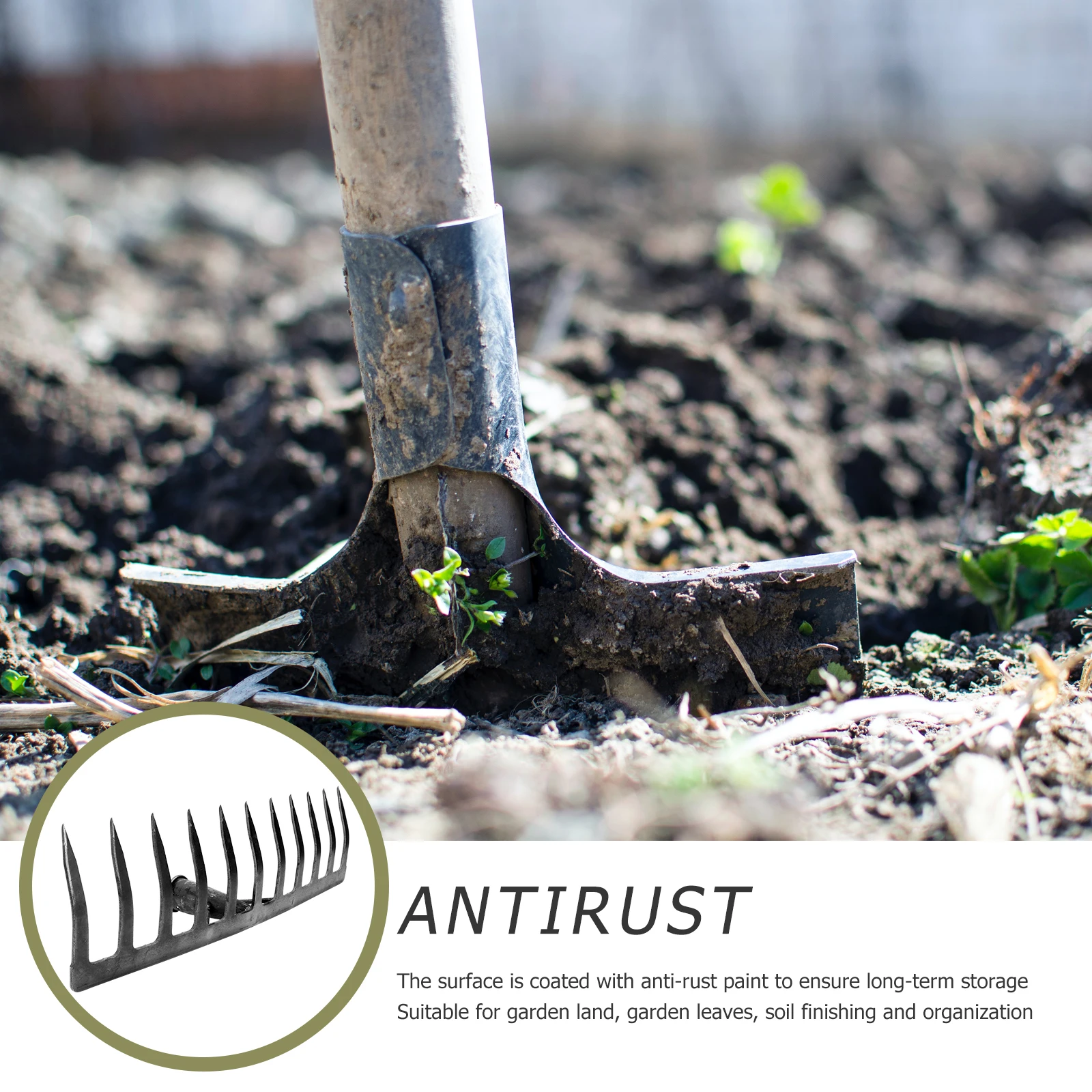 

1Pcs -Tooth Grass Rake Sturdy Iron Construction Deep Digging Soil Loosening Agriculture Nail Garden Tool Efficient