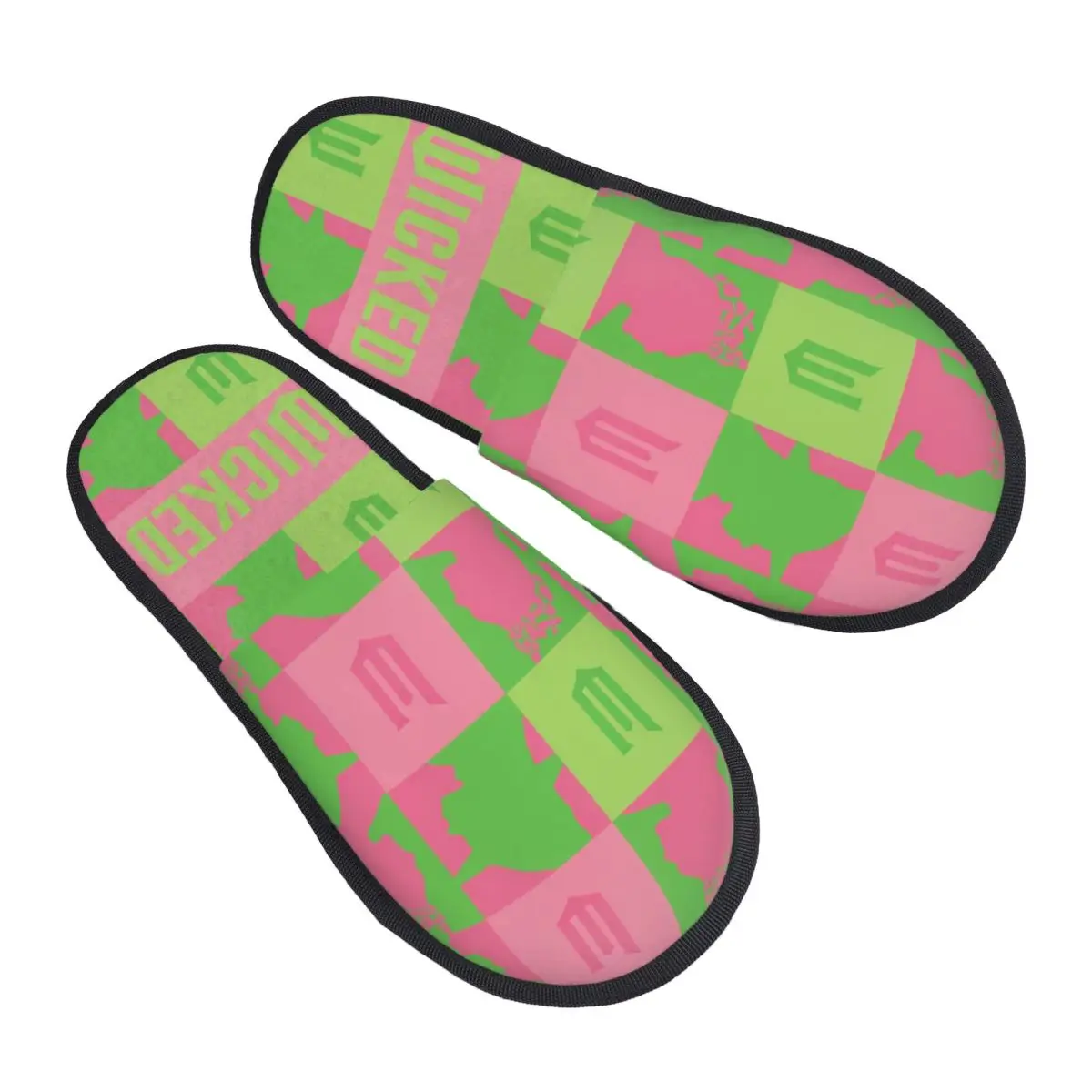 

Wicked For Good Winter House Slippers Bedroom Pink Green Soft Household Fur Slippers Slides Non-slip
