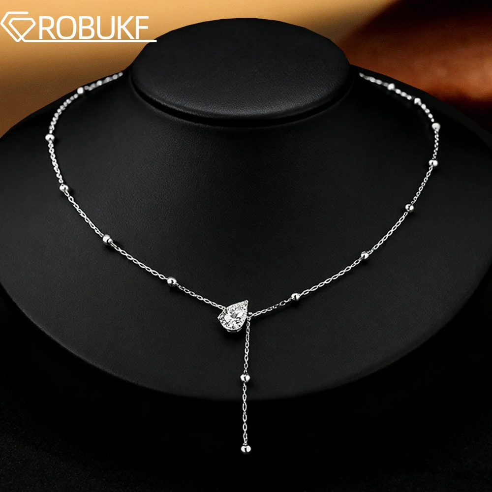 

Ожерелье с подвеской из муассанита 1-3 карата грушевидной огранки для женщин, сертифицированное GRA S925, серебряная длинная кисточка, капля воды, цепочка на ключицу, ювелирные изделия