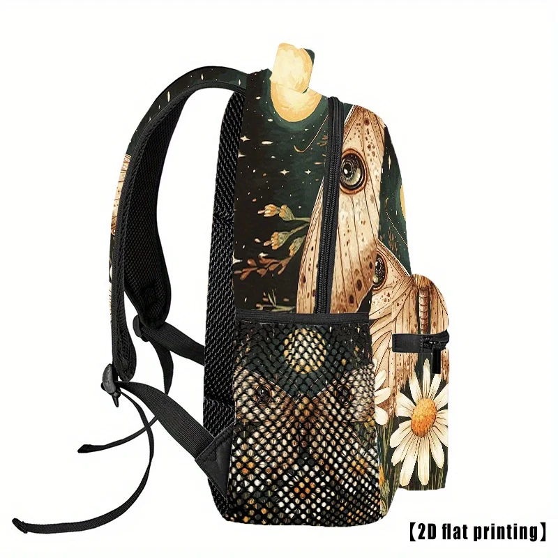 Boho Death Moth Travel Hiking Flat 2D Printed Backpack Laptop Unisex Casual Backpack Ideal for Beach Yoga Trips For Teenager