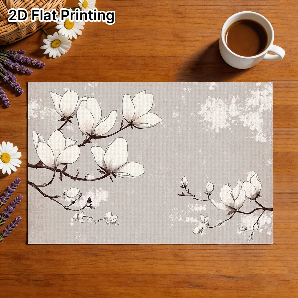 Modern Magnolia Placemats Suitable for Breakfast Nooks, Dinner Parties, Table Settings - Elegant Rectangular