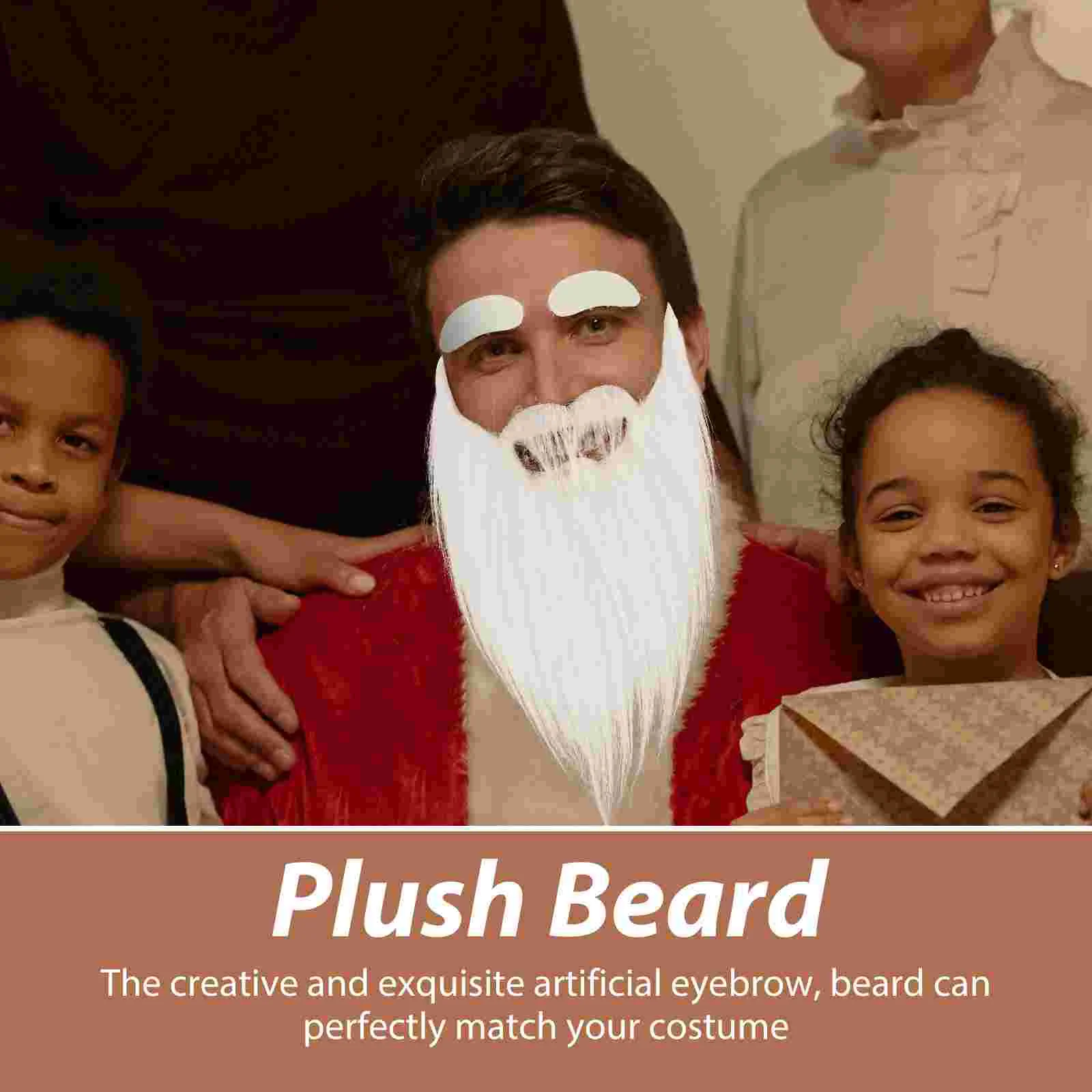 Funny False Santa Claus Beard Full Set Fancy Dress up White Beard Role Play Holiday Hair Christmas Halloween New Year Decoration