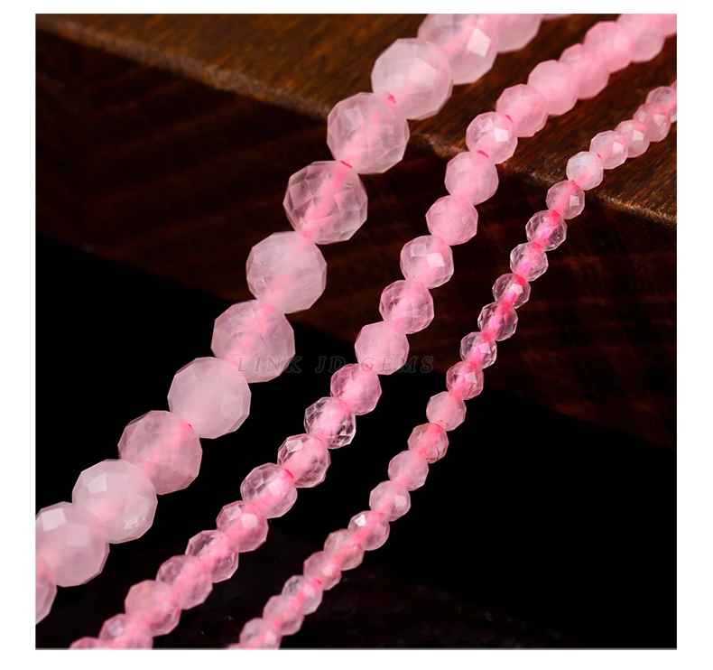 Natürliche facettierte rosa Quarzperlen 2 3 4mm lose Zwischenperlen kleine Edelsteine für Schmuckherstellung DIY Halskette Armband Zubehör – Detail 5