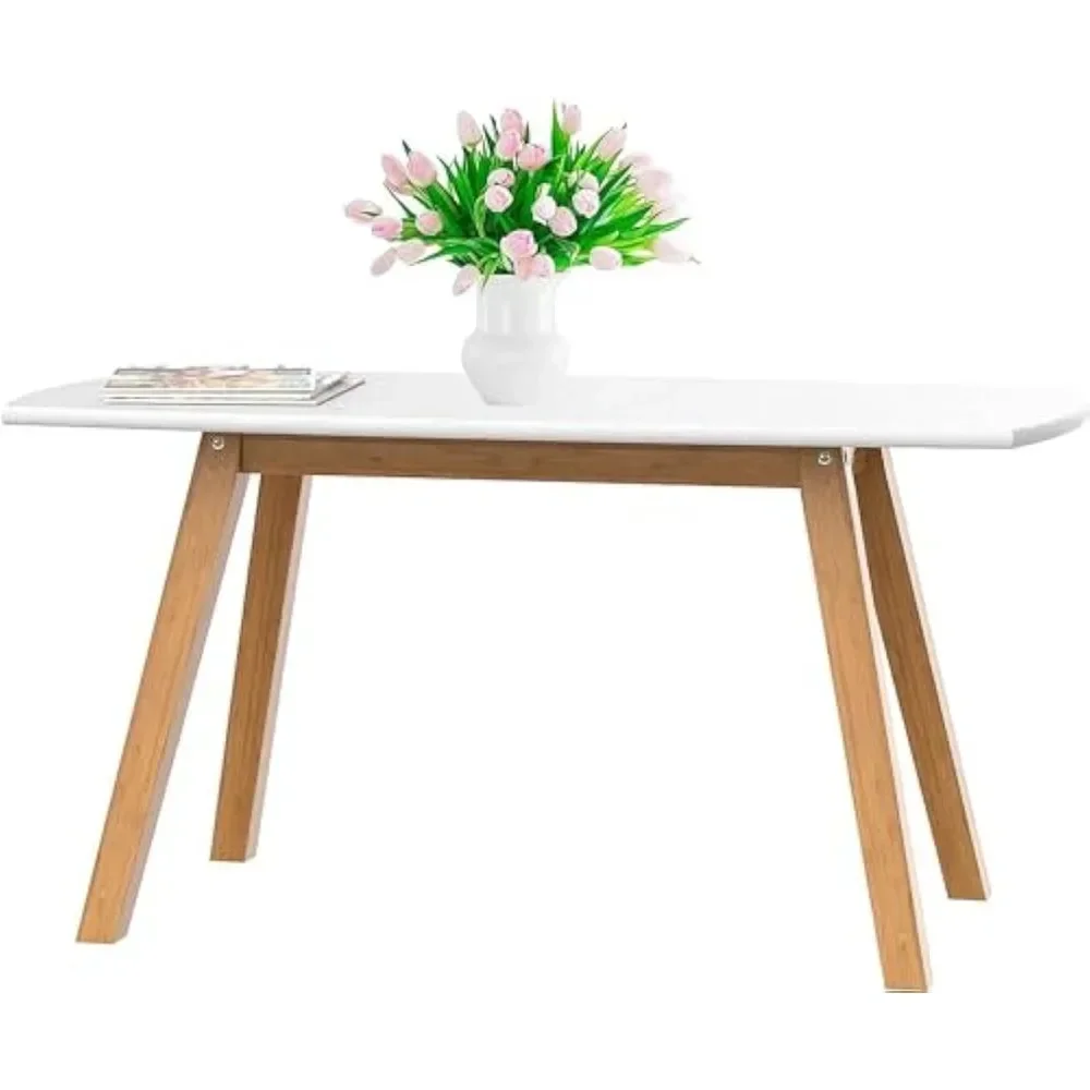 

#x Small Coffee Table - Franz Designer Low Table w/Wooden Bamboo Frame for Sitting, Storage and Living Room Furniture