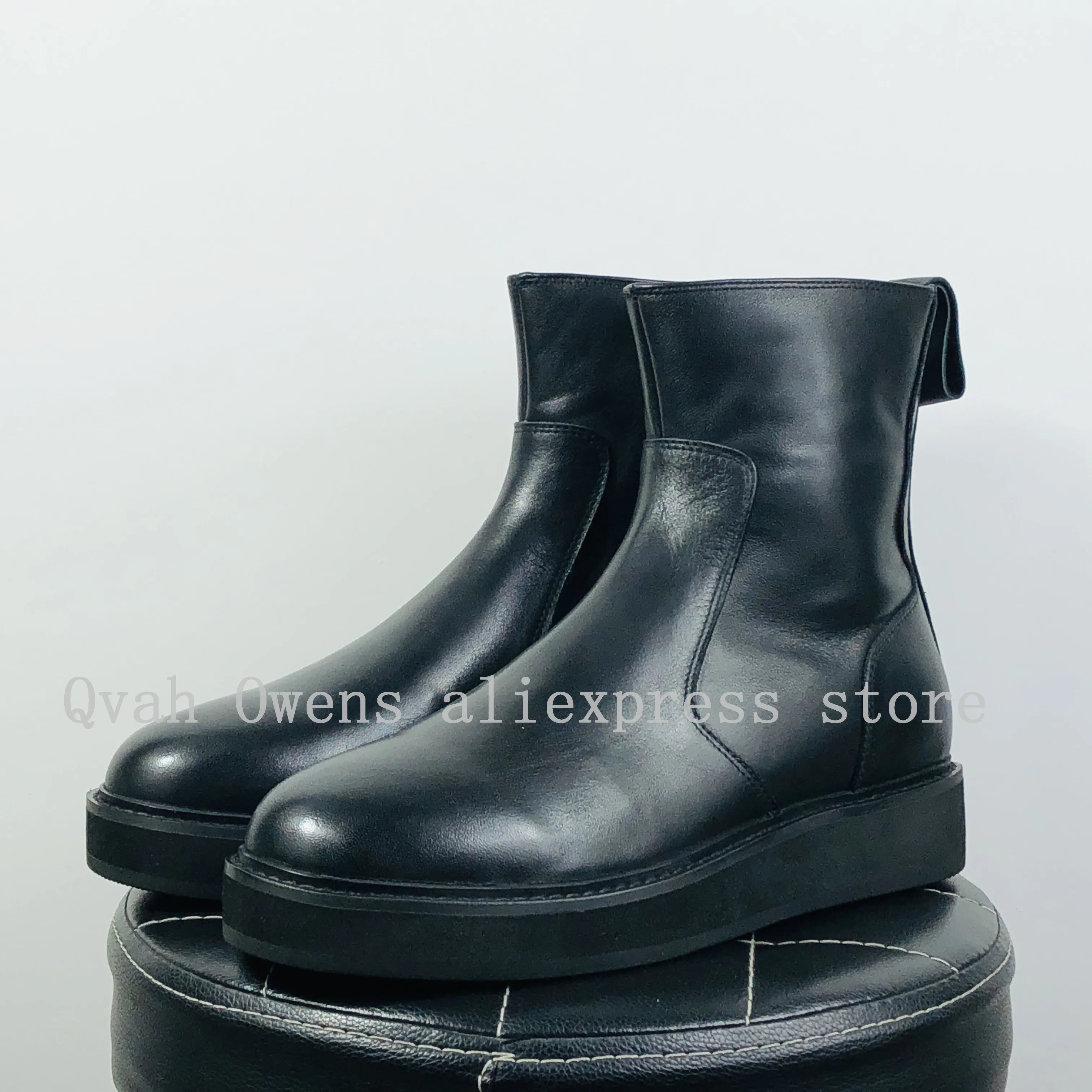 Men's Chelsea Boots High Top Genuine Leather Luxury Trainers Platform Sneakers Zip Autumn Black Designer Shoes