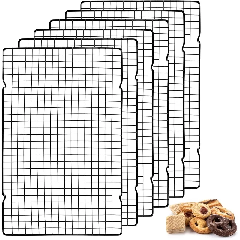 

6Pcs 16x10 Inch Cooling Racks, Stainless Steel Baking Rack with Handle, Wire Rack & Cookie Cooling Rack for Roasting, Grilling