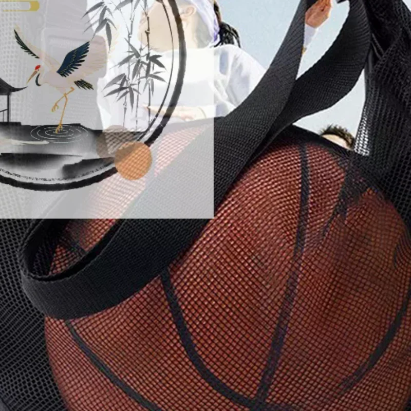 

1PCS Single Ball Bag With Zipper Pocket Mesh Ball Storage Bag Sport Equipment Drawstring Sling Storage Net Carrying Basketball