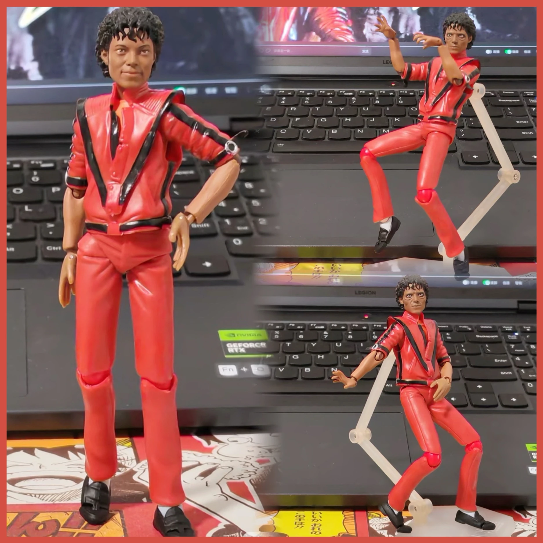 Michael Jackson Thriller Tremor MV Rotes Set Actionfigur Artikuliertes PVC Sammlermodell Desktop-Modell für Erwachsene Musik-Ausstellungsmodell