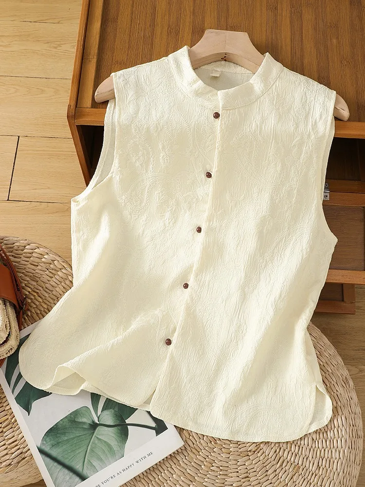 

Ele Chinese Sle Embroidered Women's Svel Open Cardigan Vest Summer High End Faion Outerwear Commute Sle