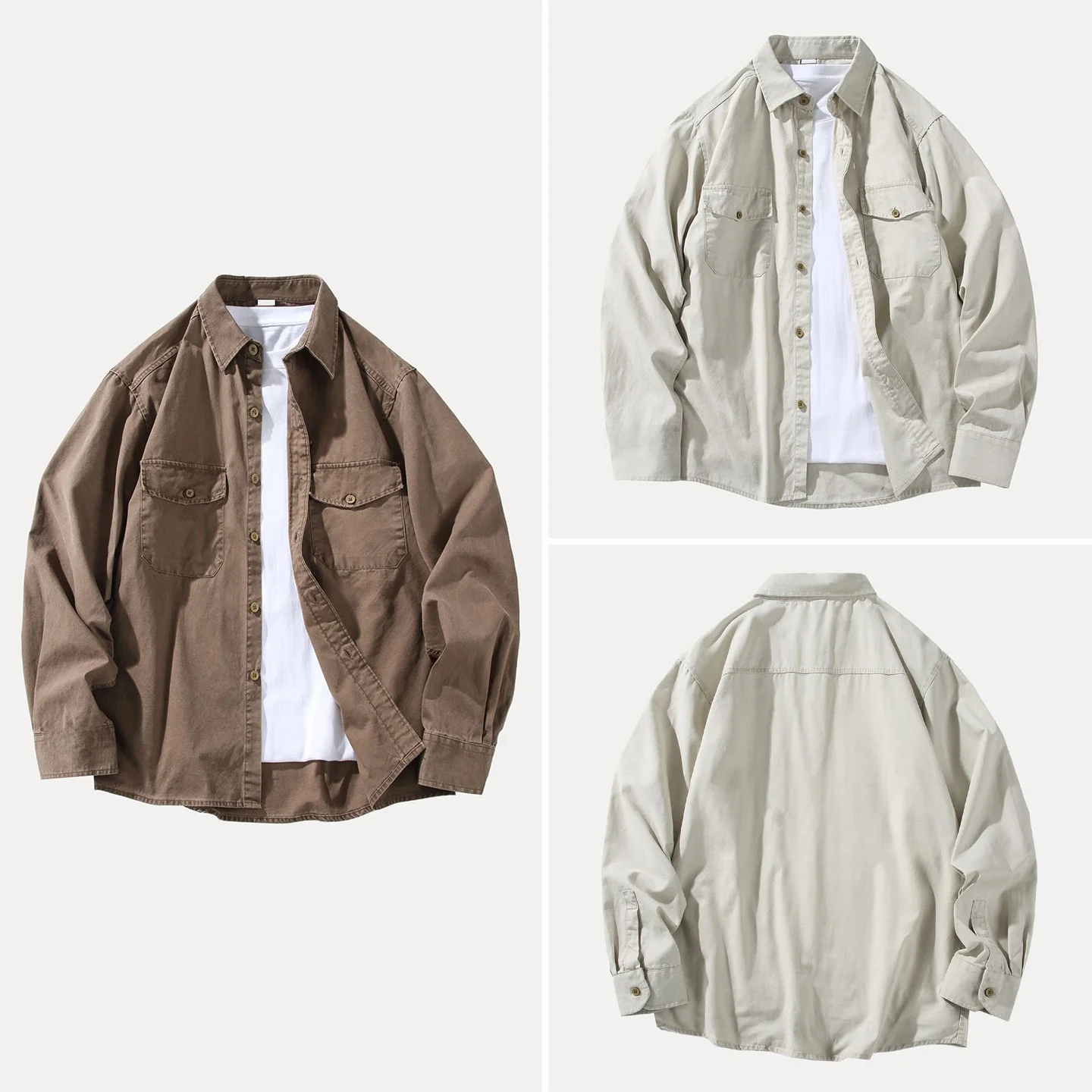 

Loose Fit Long Sleeve Workwear Shirt Casual Loose Wide Version Collared Spring 2026 Men's Fashion ZADATA Brand