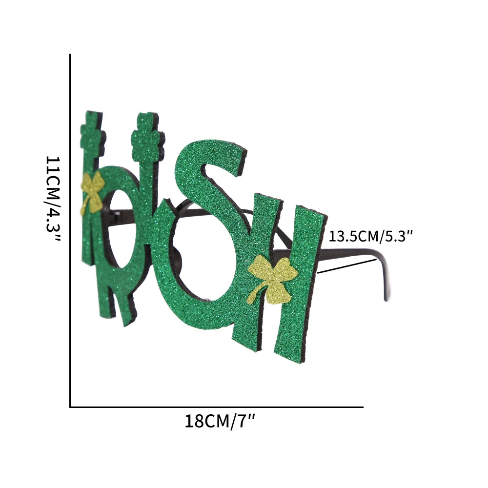 Zestaw biżuterii na Dzień Świętego Patryka, irlandzka biżuteria festiwalowa, trzyczęściowy zestaw koniczyny, kapelusza i okularów na szczęście, irlandzki strój, festiwal piwa