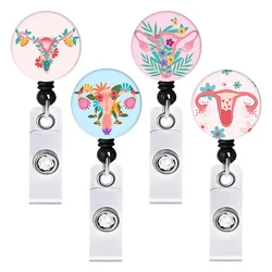 New Women Uterus Retractable Nurse Badge Reel Holders With Alligator Clip Organ Id Badge Clips For Doctor Nursing Student