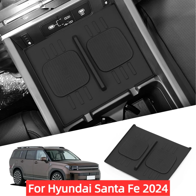 

for Hyundai Santa Fe 2024 Wireless Charging Pad Auto Interior Accessories Car Phone Non-slip Charger Mat Silicone Protective Pad