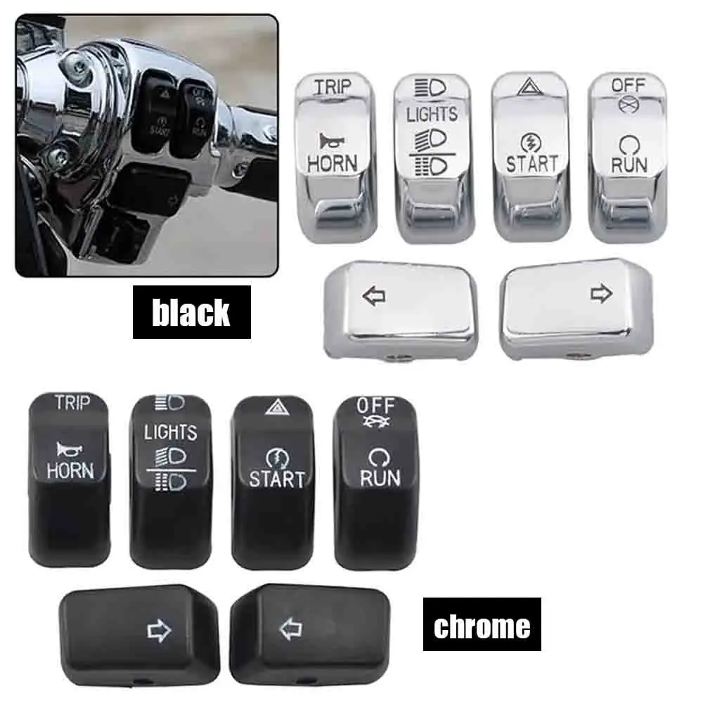 6 PCS Switch Caps ABS Black/Chrome Motorcycle Accessories Fit For Harley Sportster Roadster XL1200CX 2016 2017 2018 2019 2020