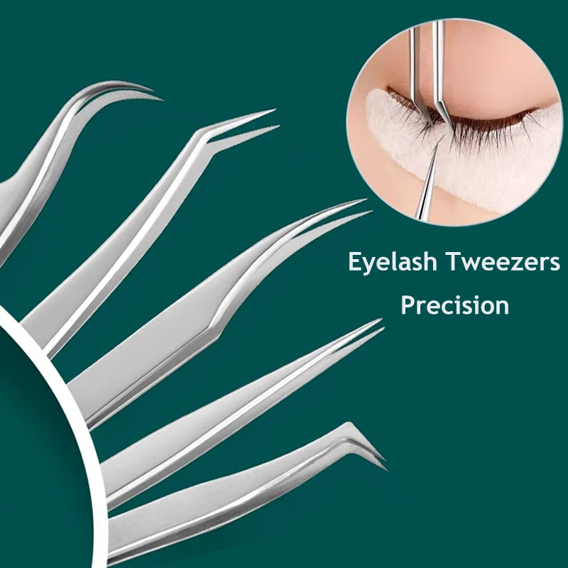 Pincettes d'extension de cils antidérapantes en acier inoxydable, pincettes professionnelles à pointe de Fiber, pincettes de précision à pointe Fine, outils de maquillage des ongles