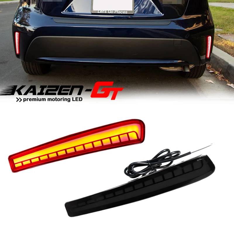 

Car Red LED Rear Bumper Reflector Tail/Brake Lights Rear Fog Lights w/ Sequential Turn Signal For Toyota Corolla 2020 2021 12V
