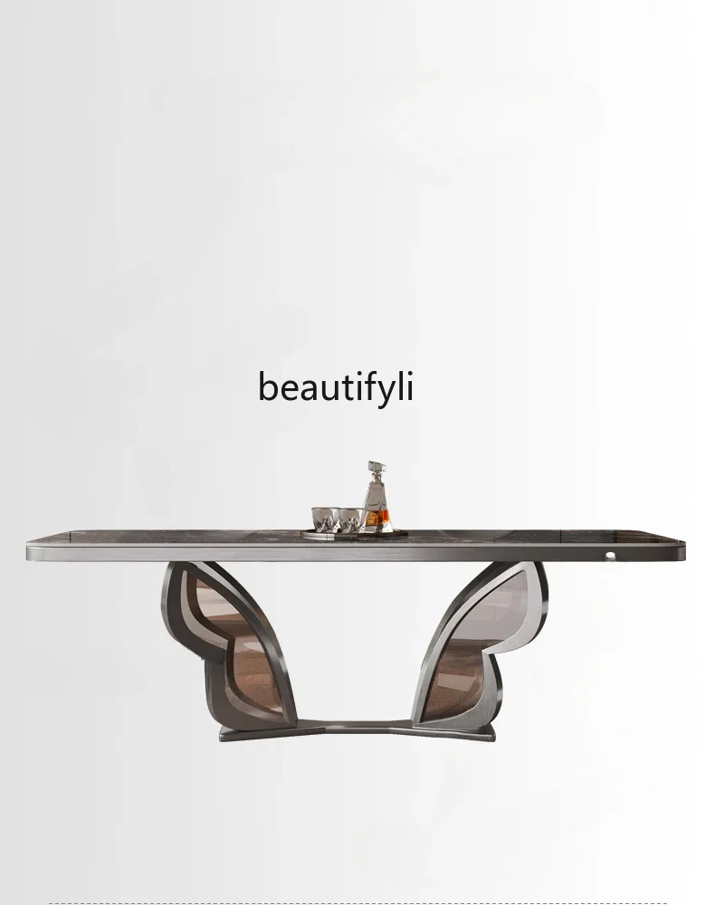 Microlite Dining Table Light Luxury Designer Household Butterfly Super Crystal Stone Luxury Stone Plate Dining Table