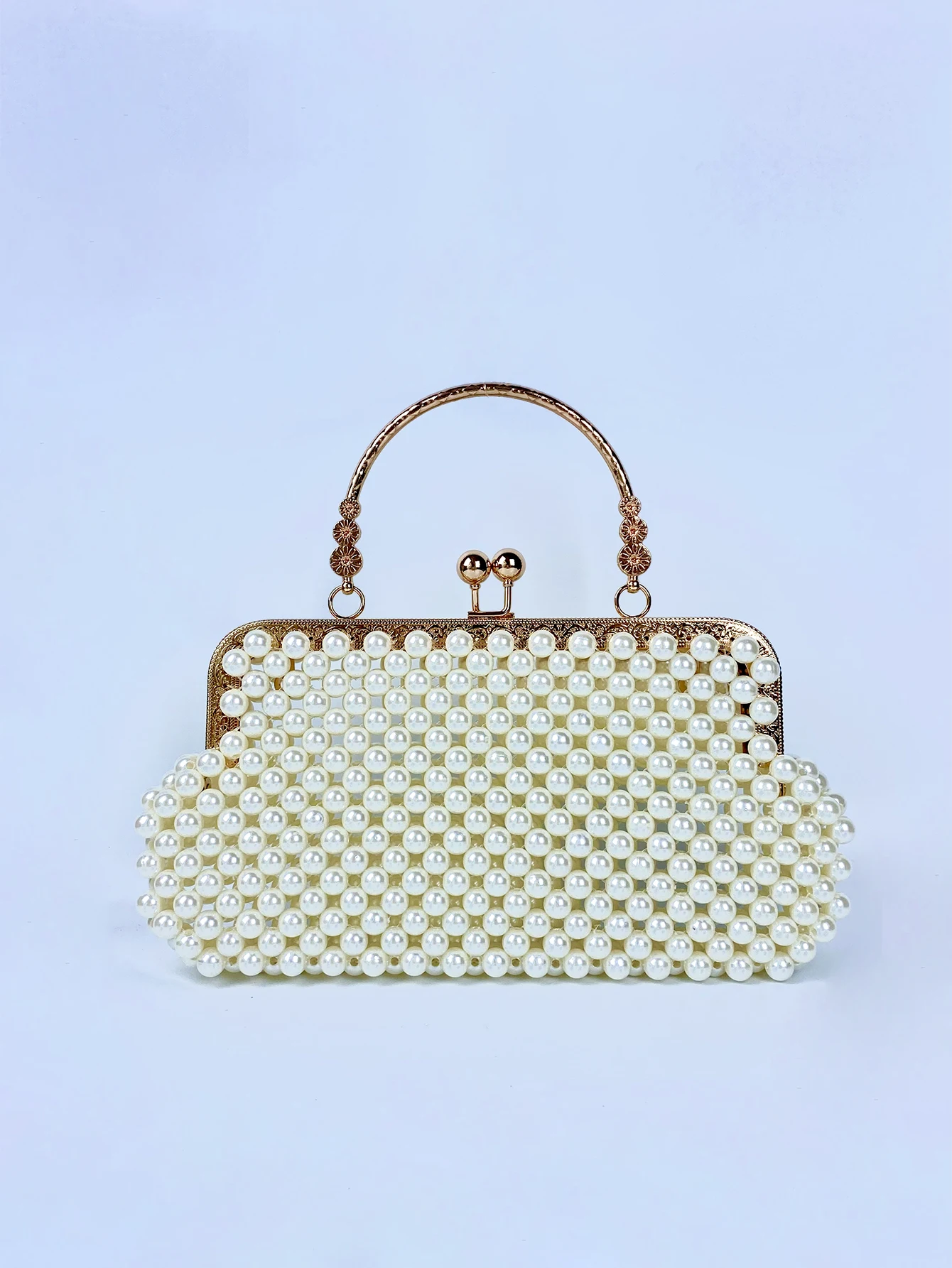

New Knitted Handheld Pearl Fragrant Style Bag with French Small Crowd Design Sense Beaded Cross Body Shell Bag