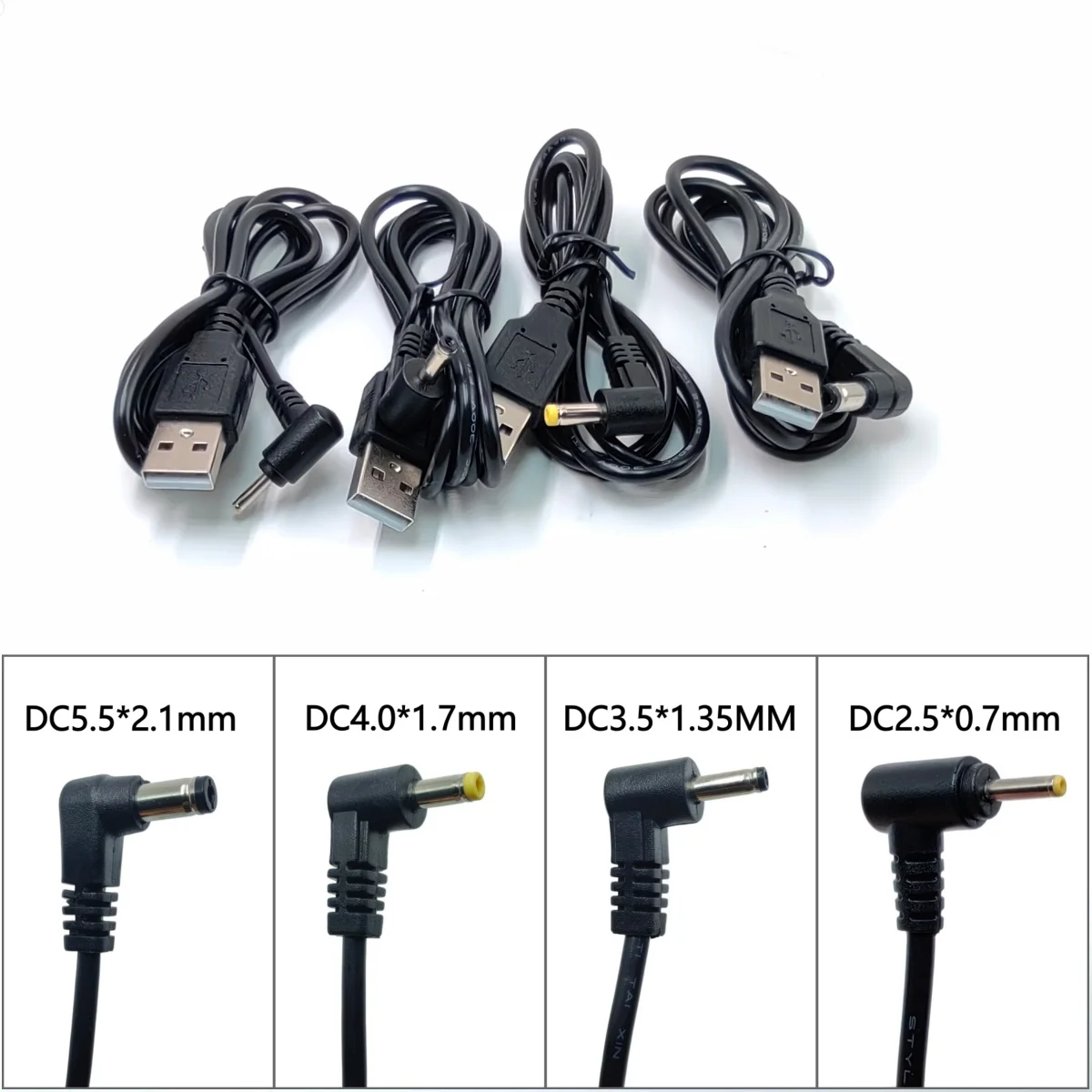 USB Power Cable USB to DC 5.5*2.1mm /4.0*1.7mm /3.5*1.35mm /2.5*0.7mm Plug Charging Cable 1m