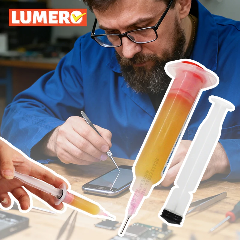 

RMA-223 Rosin Soldering Flux 10cc, High Viscosity, Low Smoke, Residue Free, for Phone Computer Chip PCB BGA PGA Repair Tools