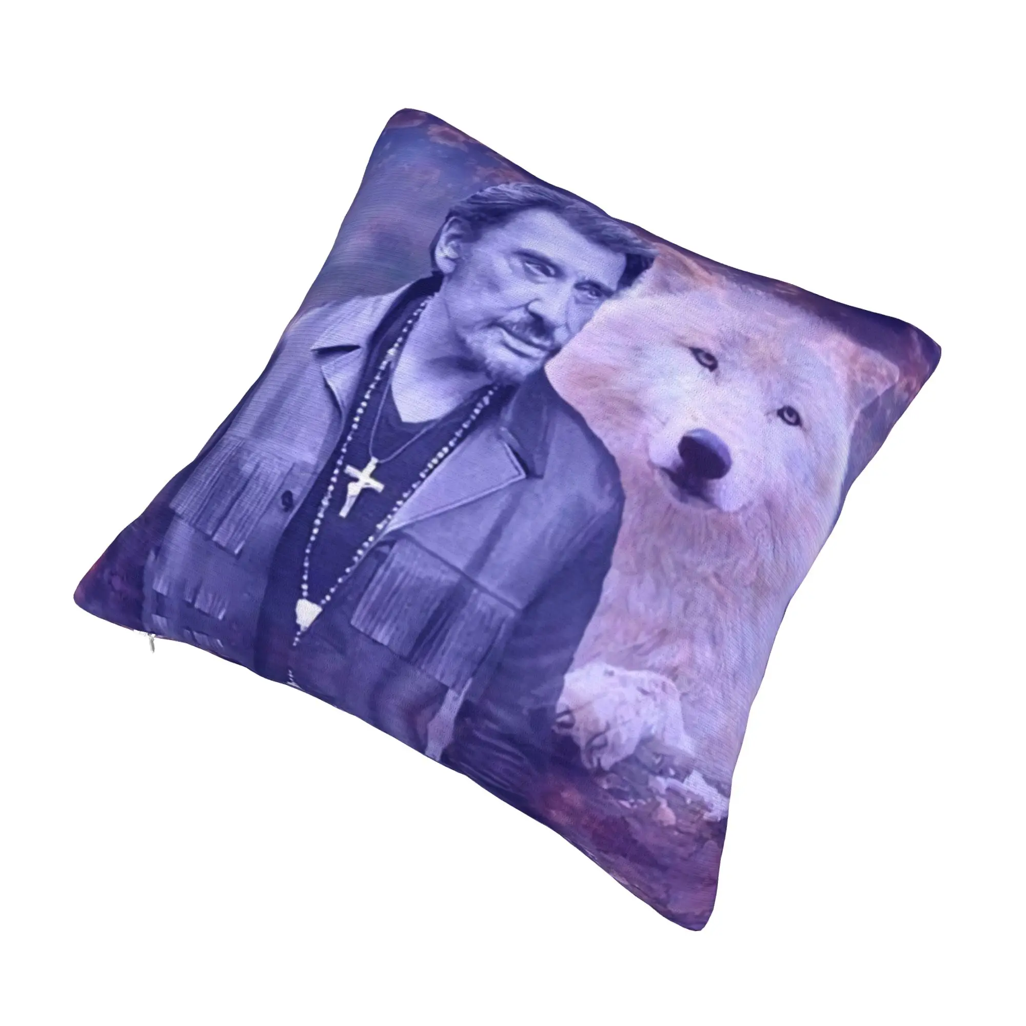 Johnny Hallyday Cushion Covers 45x45cm Velvet French Singer Rock Music Pillow Case for Sofa Square Pillowcase Bedroom Decoration