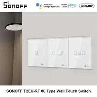 SONOFF T2EU-RF 86 Type Smart Switch Sticky 433MHz Wireless RF Remote Control Wall Panel For 4CHPROR3 SlampherR2 TX Wall Switch