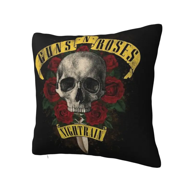 Luxury Guns N Roses Hard Rock Band Cushion Cover Soft Bullet Logo Pillow Case for Sofa Square Pillowcase Bedroom Decoration