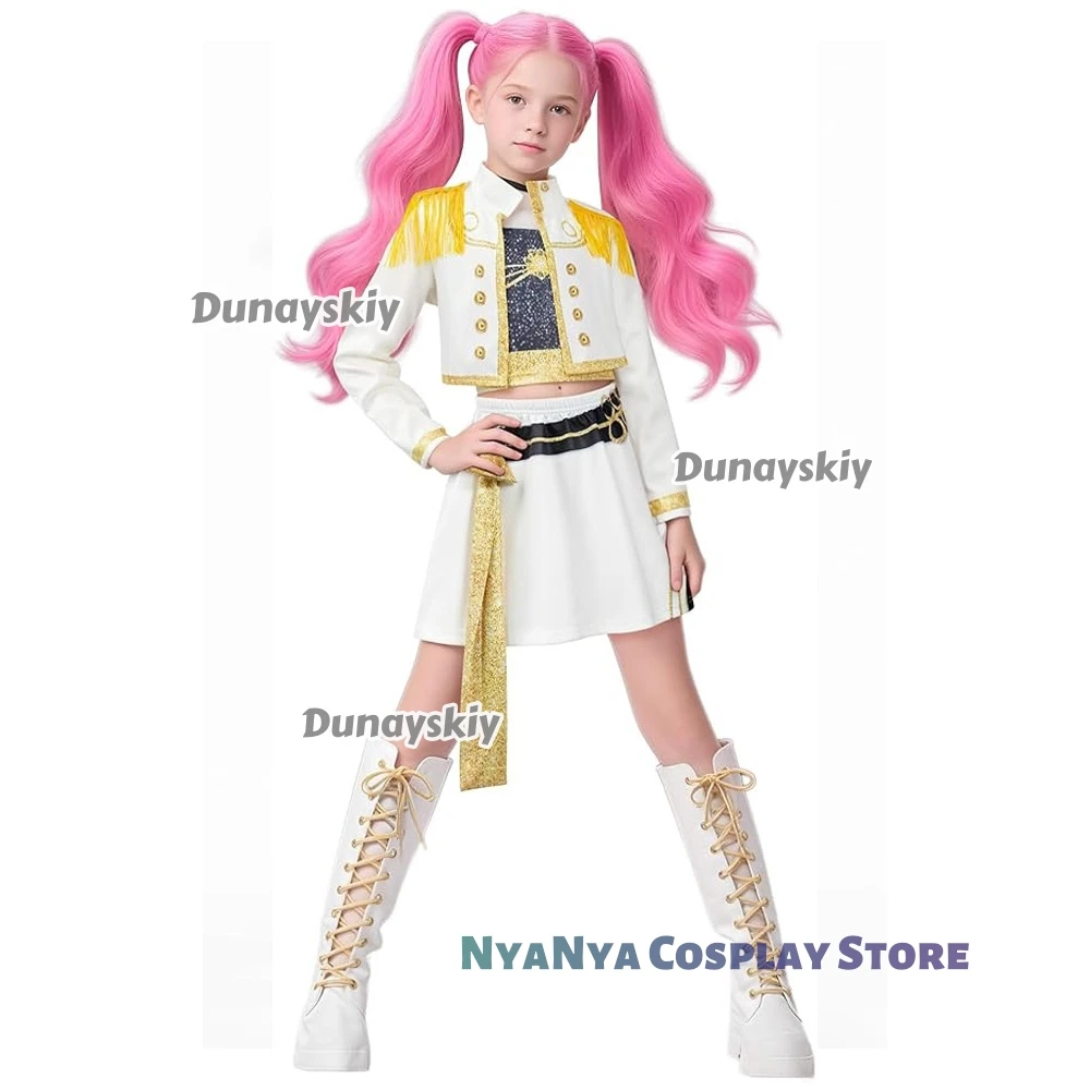 KPop De mon Hunter Girl Group Disfraz Rumi Mira Golden Conjunto de traje de cantante pop con estampado 3D Halloween ktaConjunto completo de Navidad