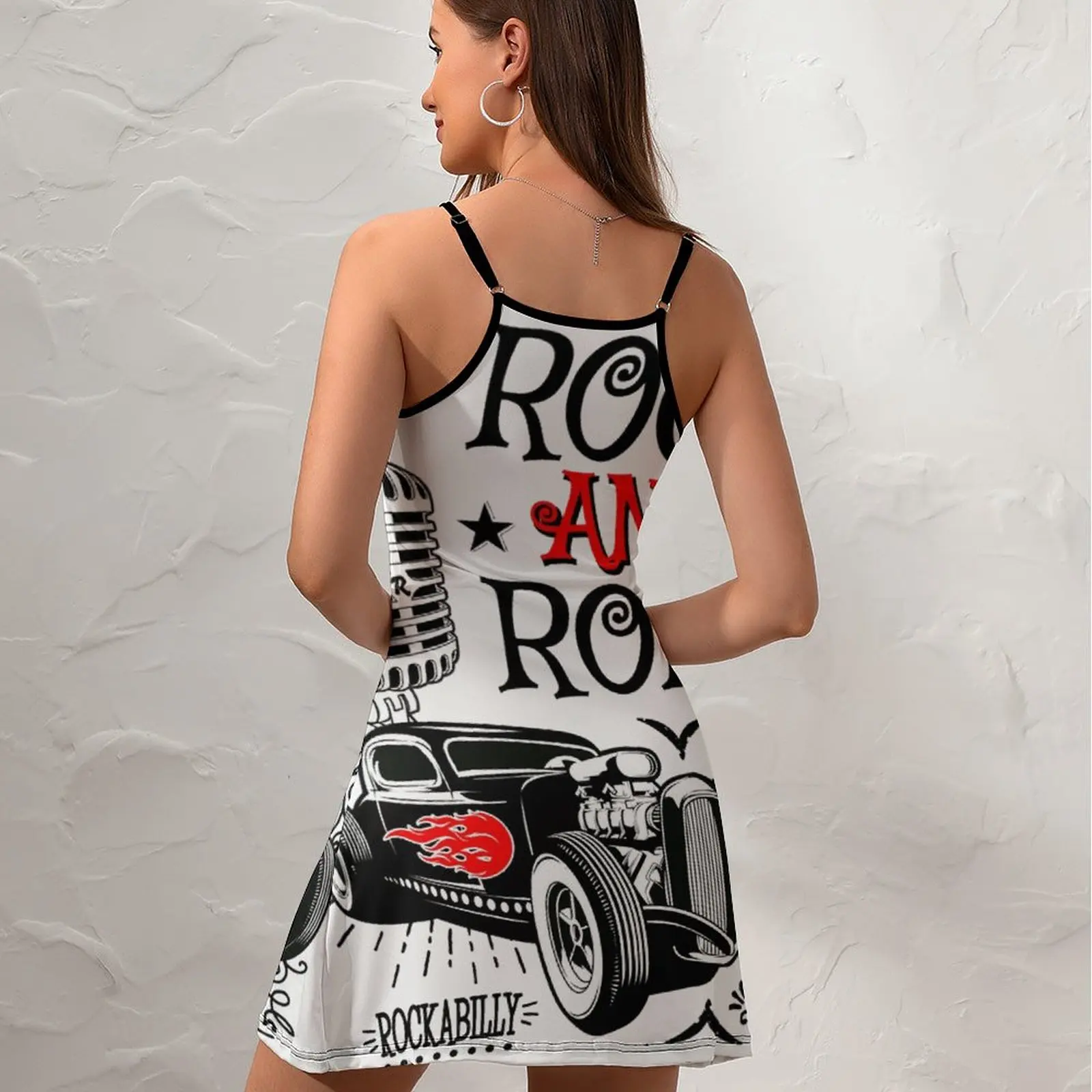 Hot Rod 50S Rockabilly Rock And Roll Vintage K Nieuwigheid Sexy Vrouwenjurk Dames Sling Jurk Geek Vakanties Strappy Jurk