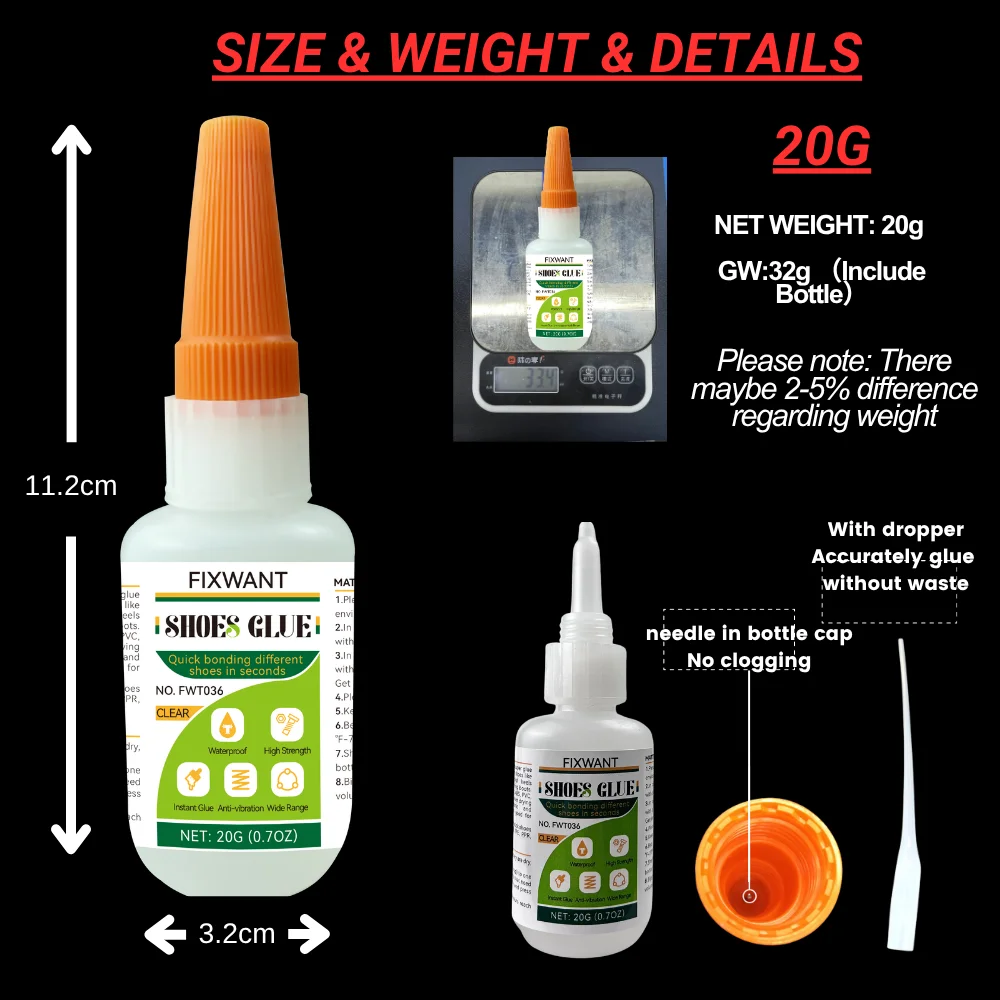 Professional Shoe Repair Glue,Melt &Bonding 60s Fast Drying Flexible Waterproof Strong Adhesive for Different Shoes Sole & Upper