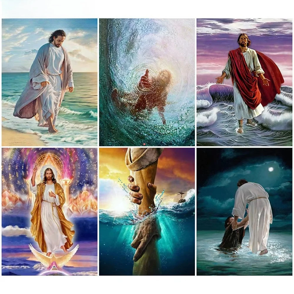 5D Diamantmalerei Set - Neues Jesus-Motiv, Religiöses Mosaik, Kreuzstich-Kit, Porträt-Wandkunst