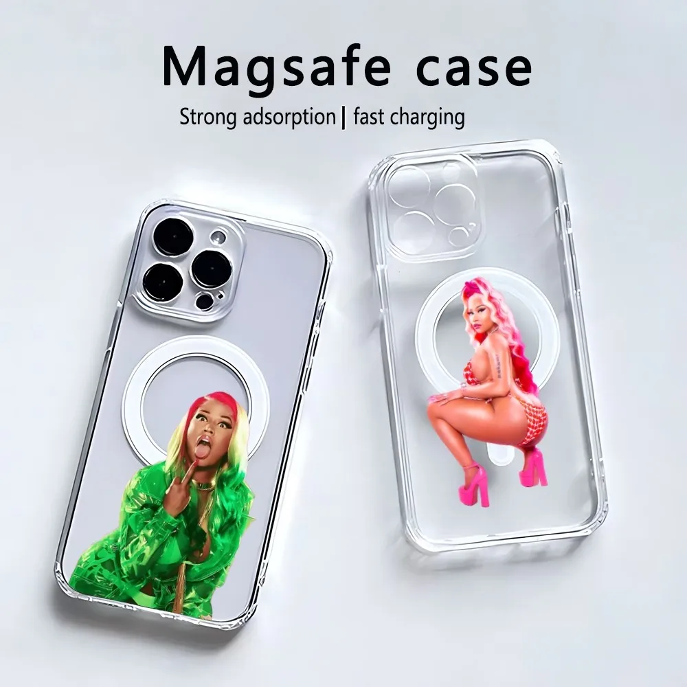 Singer N-Nicki M-Minaj Phone Case Magsafe Transparent For Iphone 13 Pro Max IPhone 12 Mini Cover 11 14 15 16Wireless Charging