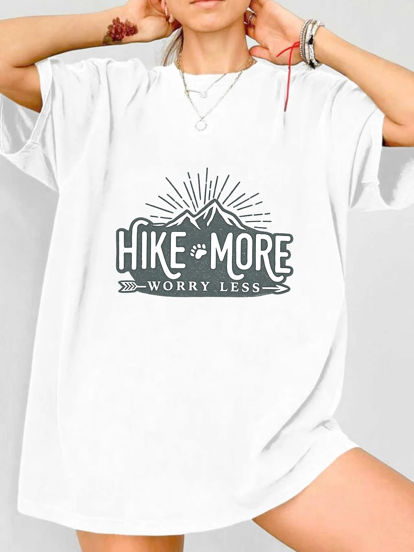 

【WDS00108】Plus size women's round neck short sleeve T-shirt with elastic half sleeves and trendy prints