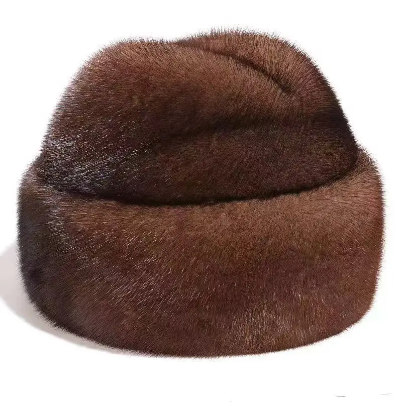 Winter Keep Warm Brown Hats Beret For Men Elegant Fashion Thick Fur Caps Black Bonnet Wool Europe and America Style