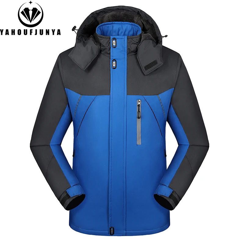 

2024 Winter Men Windbreak Plus Thick Warm Jacket Hiking Men Outdoor Skiing Camping Removable Hooded Comfortable Jacket Coat Male