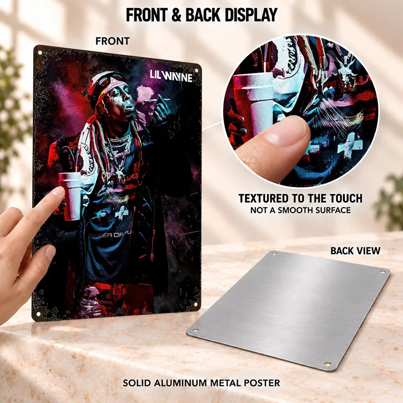 Lil Wayne Rapper Textured Metal Posters Personalized Aluminum Sign Southern Hip Hop Inspired Design Wall Art For Listening Room