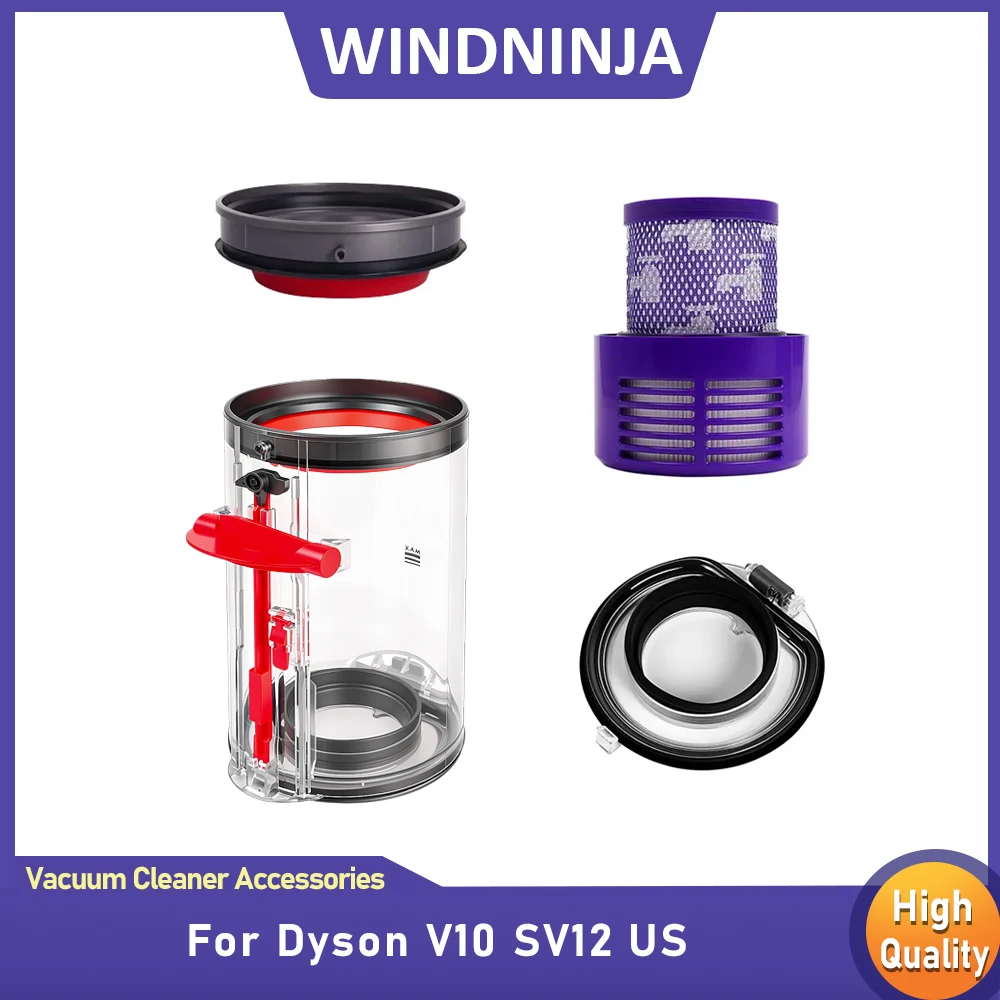 DustBin Filters Kit for Dyson V10 SV12 US Vacuum Cleaner HEPA Filter Dust Bucket Dust Bin Lid Fixed Dust Cup Sealing Cover Parts