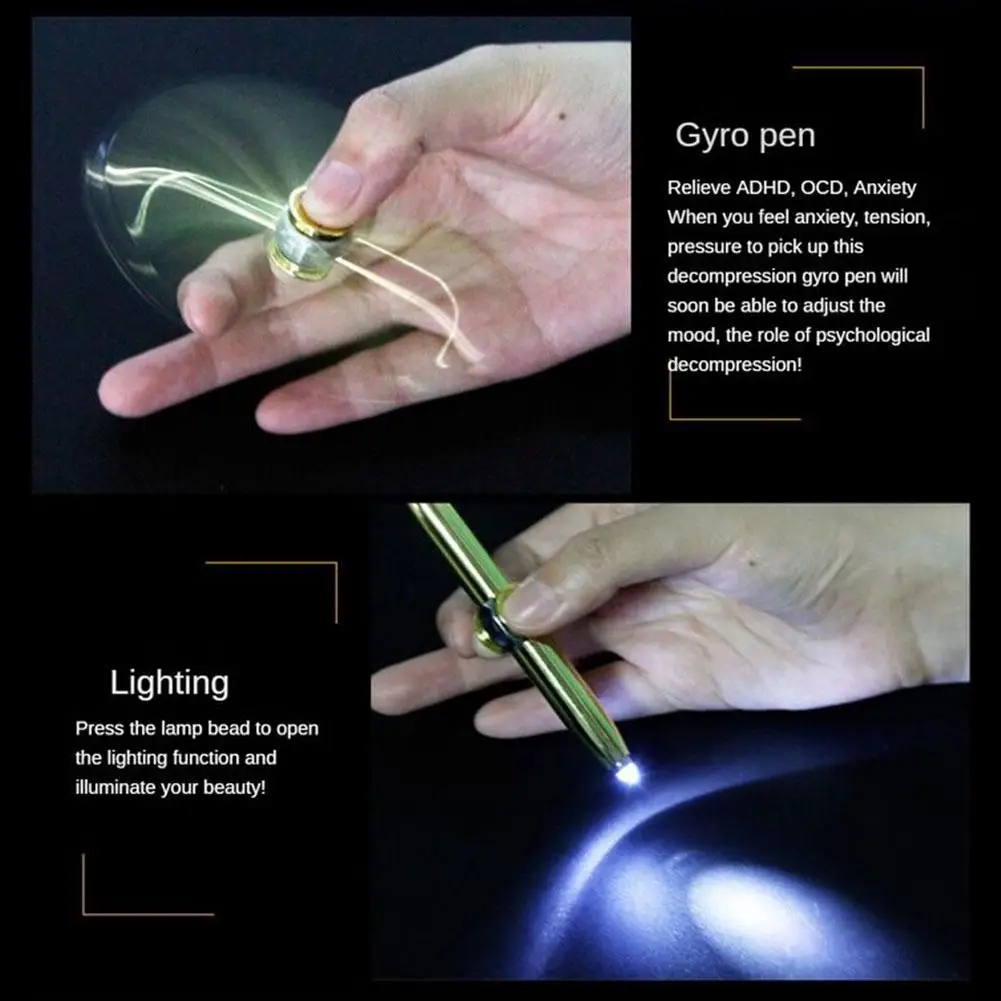 Metal Luminous Spinner LED Light Pens Cool Fidget Spinner Fingertip Gyro Pen With LED Light Multifunctional Anti Stress Pen