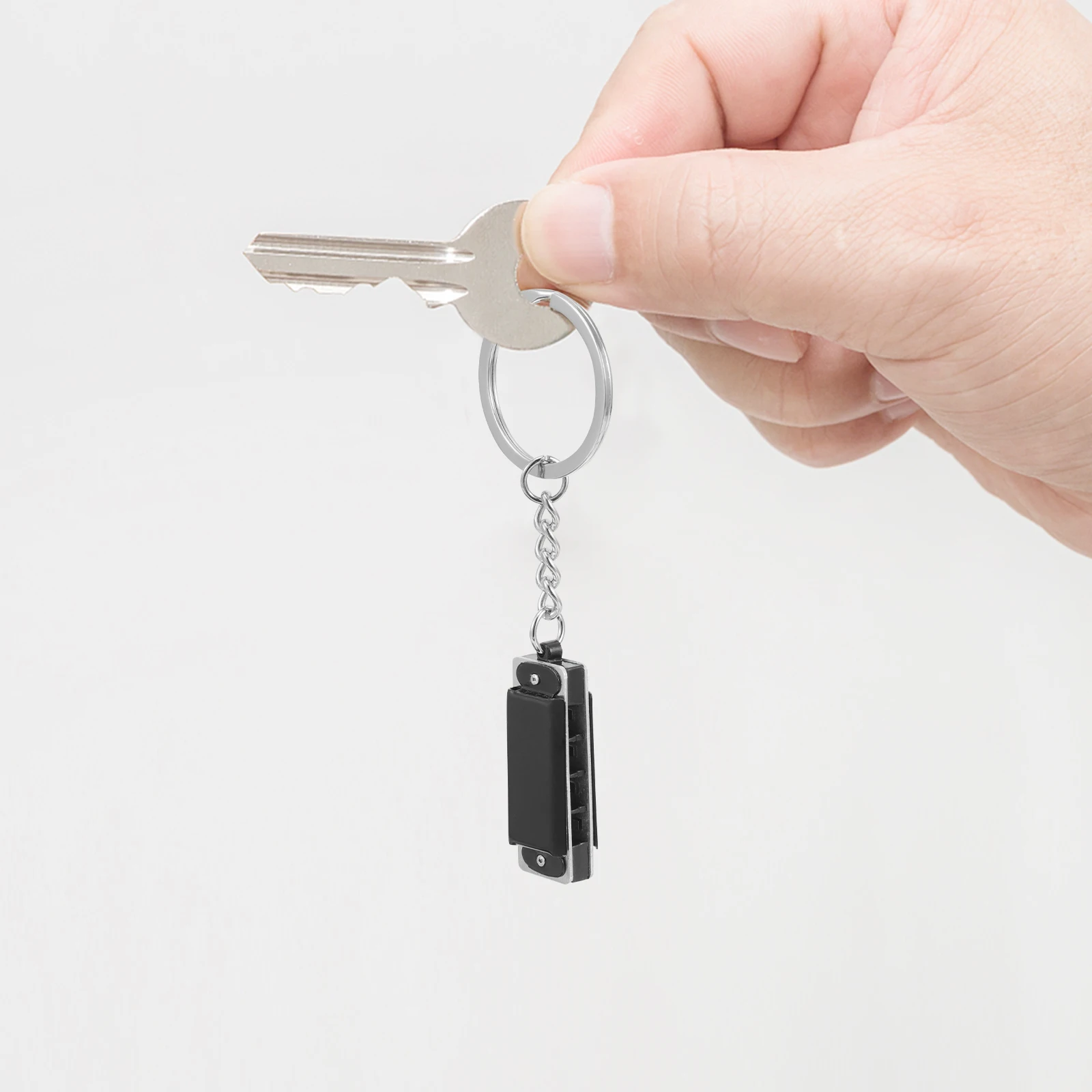 

Harmonica Keychain Decoration Party Favors Portable Pendant Stainless Steel Child Keyrings Accessory