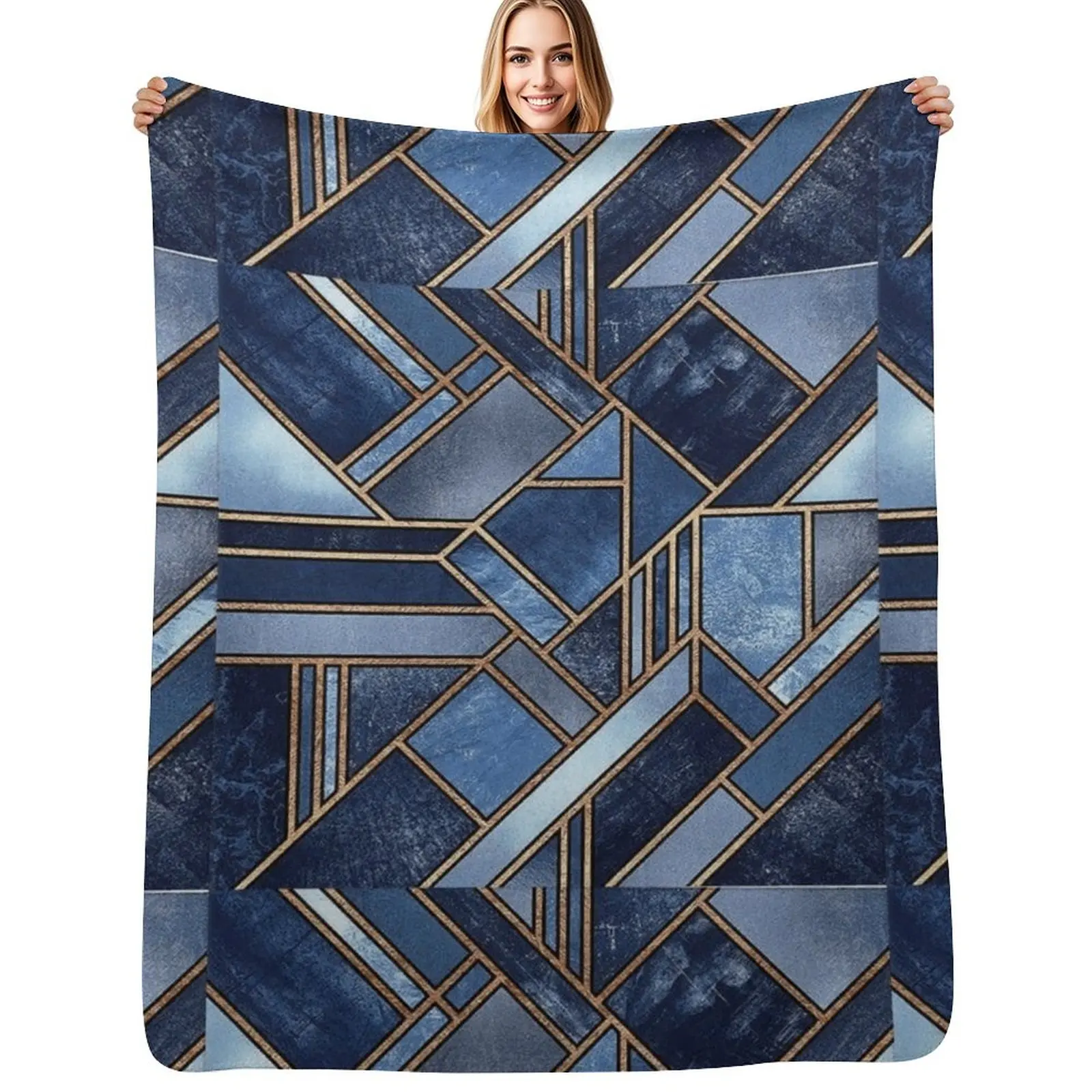 Navy Stone Throw Blanket Cozy Sofa Blanket for TV Watching Napping